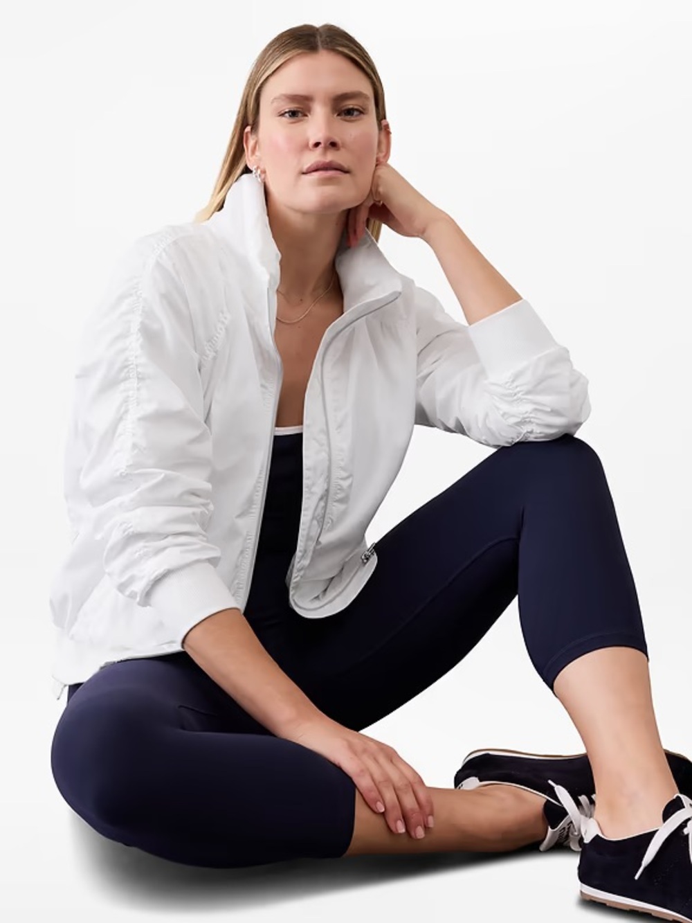 Athleta White Lightweight Bomber Jacket